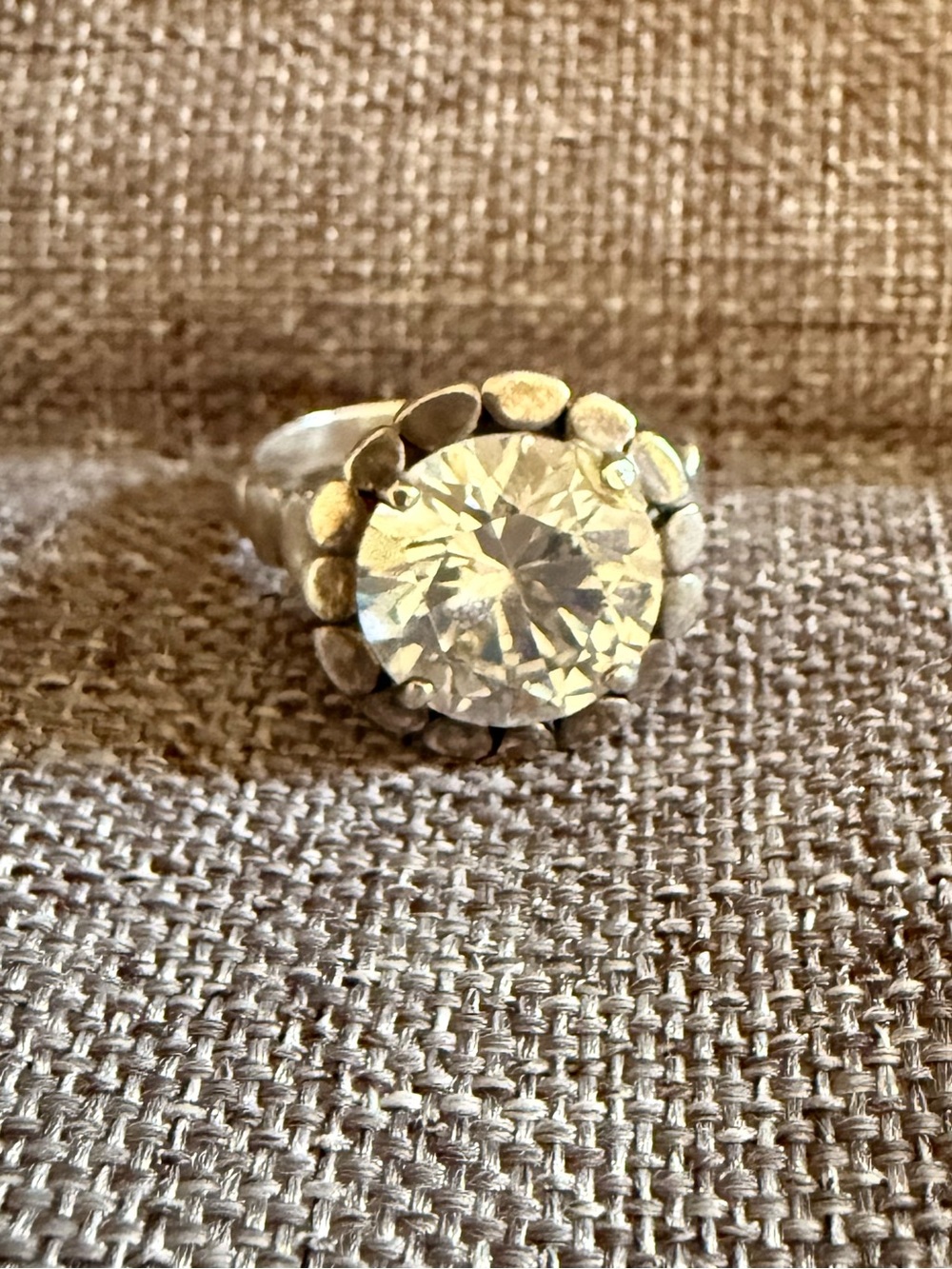 Inspiranza Designs- Silver-Tone Ring with Large Clear Round Stone